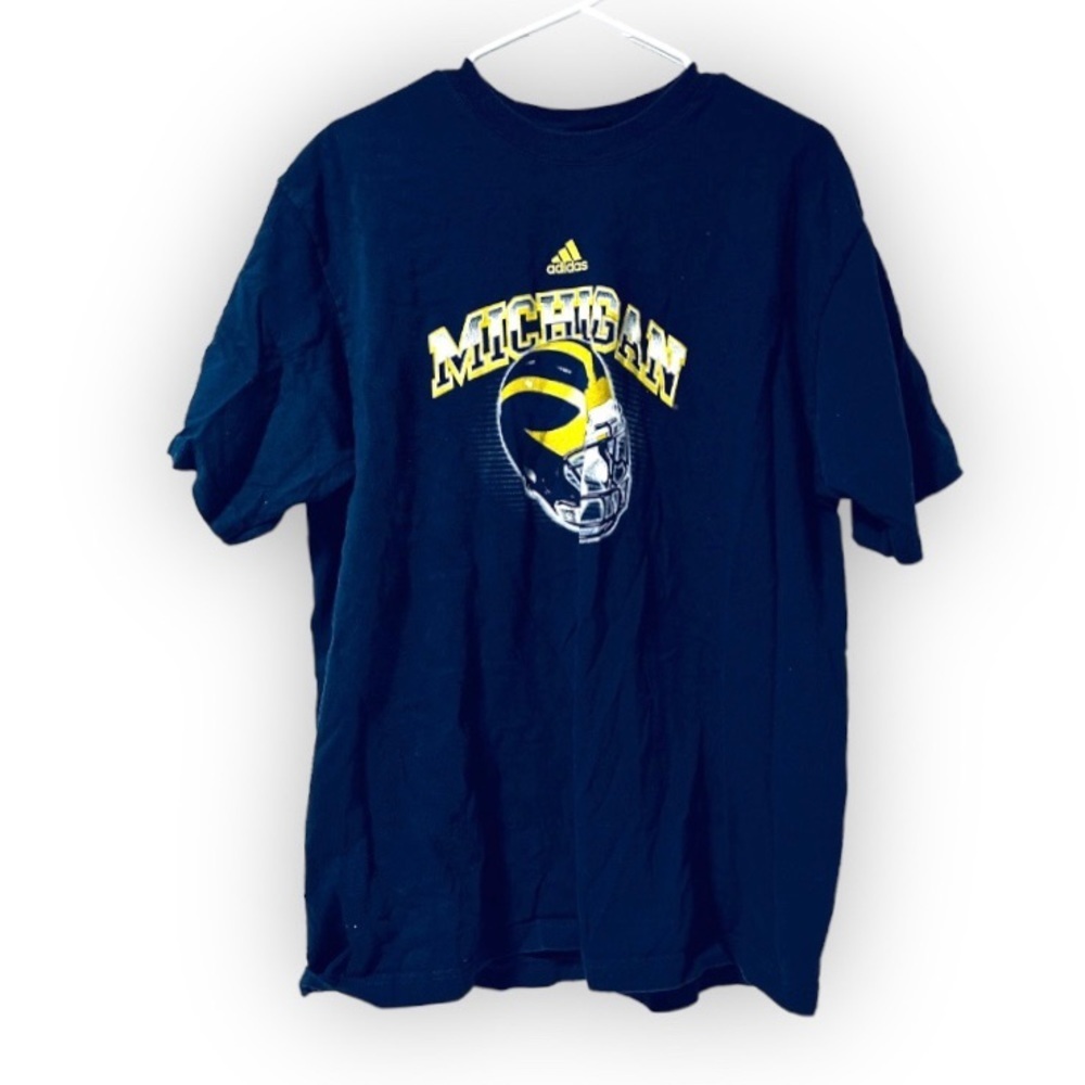 University of Michigan Wolverines Football Adidas Navy Blue T-Shirt Mens Size XL